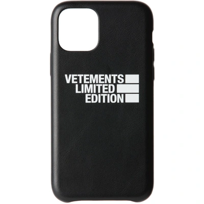 Vetements Black 'limited Edition' Logo Iphone 11 Pro Max Case In Black 11 Pro Max 146