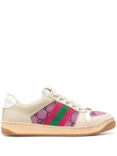 Gucci Sneaker Vintage Web Ggsup Rosa In Multi