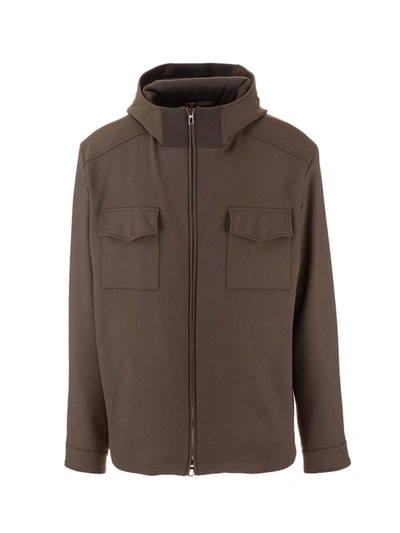 Loro Piana Hooded Jacket In Ancient Sage In Brown
