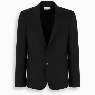 Saint Laurent Virgin Wool Gabardine Blazer In Black