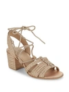 Pour La Victoire Amada Raffia Ankle Strap Sandals In Copper