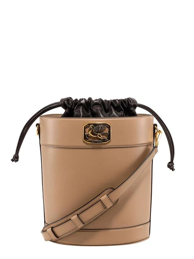 Etro Pegaso Leather Bucket Bag In Beige