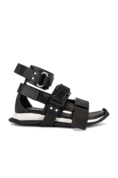 Rick Owens Gladi Runner Leather Sandals In Black