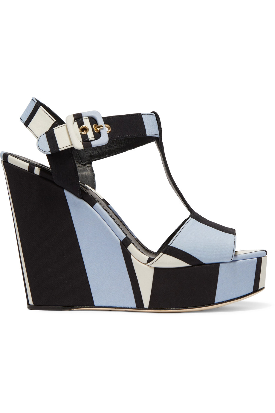 Dolce & Gabbana Striped Canvas Wedge Sandals | ModeSens