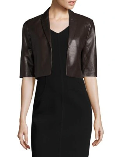 Michael Kors Leather Cropped Jacket In Black