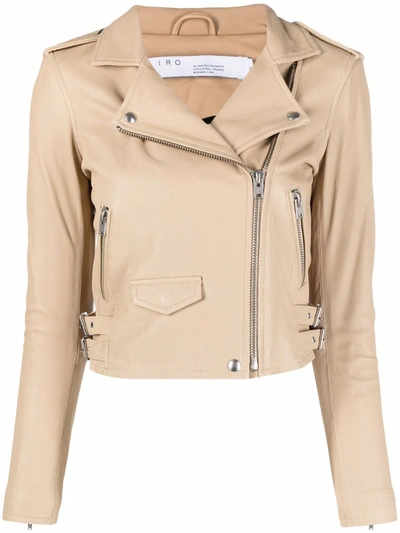Iro Ashville Cropped Leather Biker Jacket In Powder ModeSens