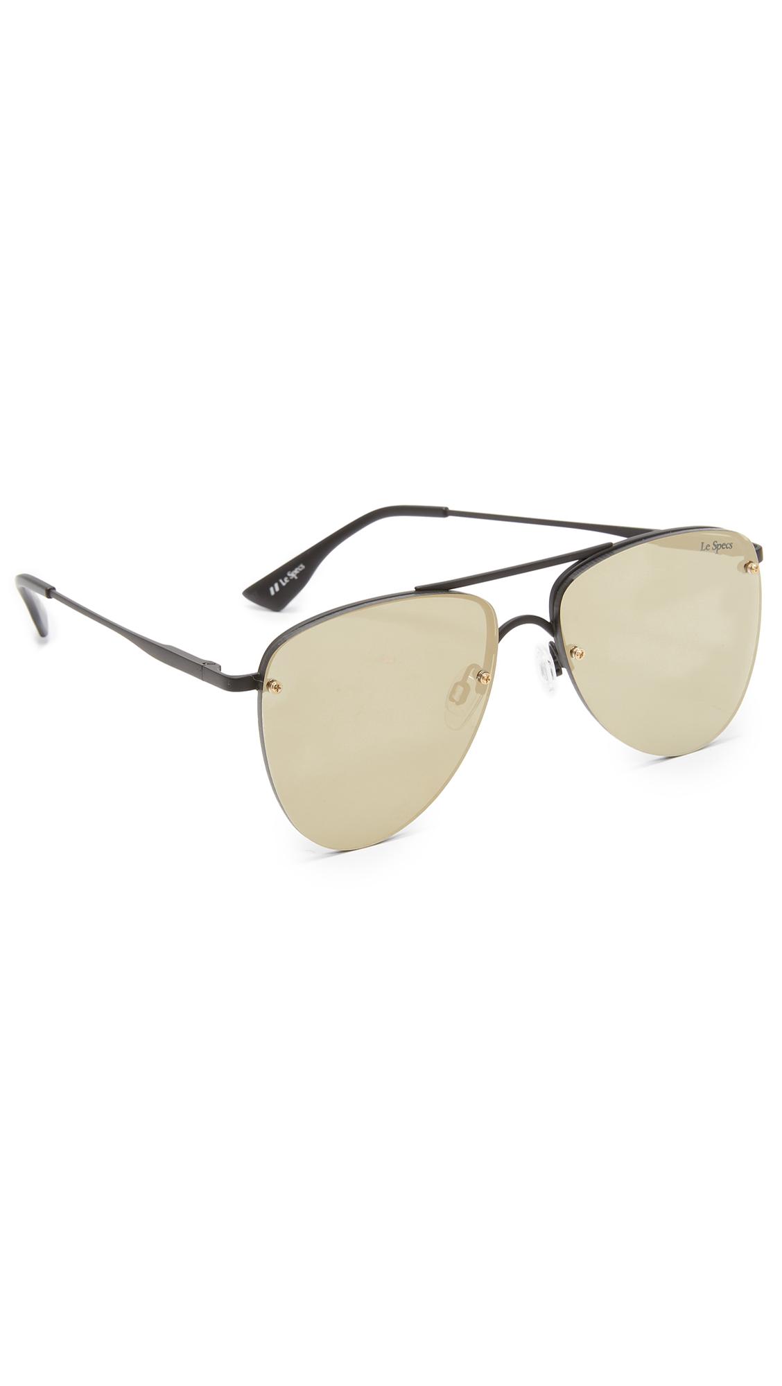 Le Specs The Prince Sunglasses In Matte Black/gold Revo Mirror | ModeSens