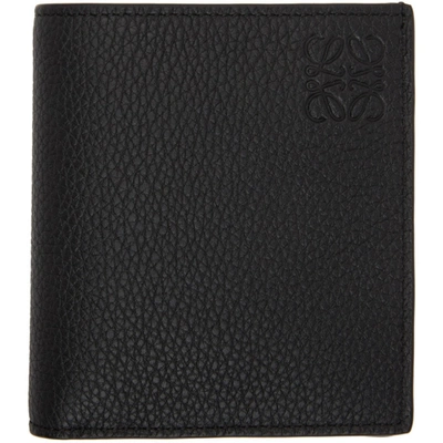 Loewe Wallet In Black Grained Leather With Anagram Logo In 1100 Black