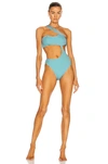 Versace Greca Cutout Barocco One-piece Swimsuit In Light Blue