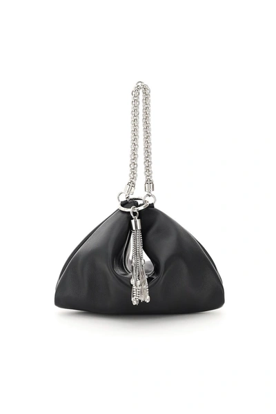 Jimmy Choo Callie Evening Clutch With Chain In Black Silver