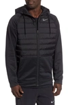 Nike Therma Hooded Nylon Jacket In Obsidian/ Obsidian/ Obsidian