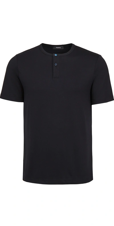 Theory Men's Anemone Gaskell Short-sleeve Henley Shirt In Baltic