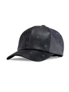 Mcm Visetos Monogram Leather Baseball Cap In Black