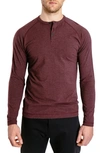 Public Rec Go-to Long Sleeve Performance Henley T-shirt In Heather Burgundy