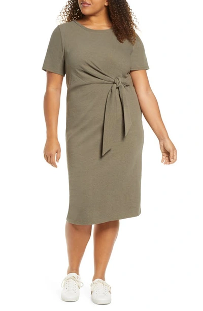Adyson Parker Knotted Tie Dress In True Olive