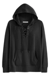 Adyson Parker Women's Laceup Hoodie With Built In Mask In Black