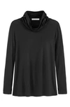 Adyson Parker Cowl Neck Long Sleeve Top With Convertible Collar In Black