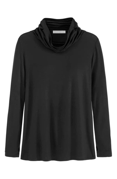 Adyson Parker Cowl Neck Long Sleeve Top With Convertible Collar In Black