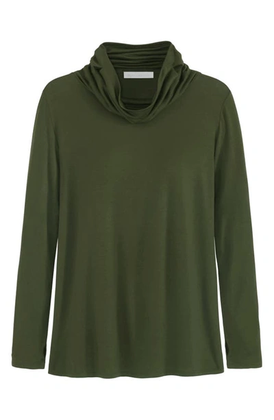 Adyson Parker Cowl Neck Long Sleeve Top With Convertible Collar In Oakmoss
