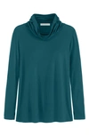 Adyson Parker Cowl Neck Long Sleeve Top With Convertible Collar In Dark Teal