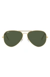 Ray Ban 62mm Aviator Sunglasses In Gold/ Green Solid