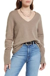 Treasure & Bond V-neck Sweater In Brown Shiitake Heather