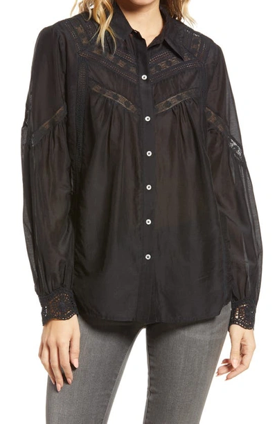 Seven Lace Blouse In Jet Black