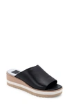 Dolce Vita Freta Wedge Sport Slide Sandals Women's Shoes In Black Leather