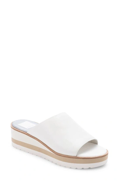 Dolce Vita Freta Platform Wedge Sandal In White Leather