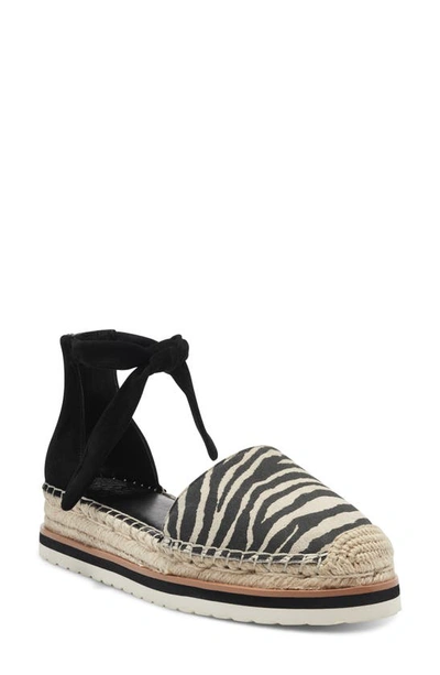 Vince Camuto Binadee Ankle Tie Platform Espadrille In Grit/ Black