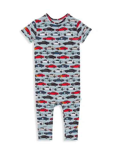 Posh Peanut Baby Boy's Miles Car Print Short-sleeve Jumpsuit In Open Blue