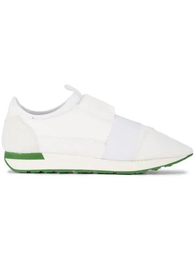 Balenciaga Men's Race Runner Mesh & Leather Sneakers, White In Bianco