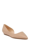 Nine West Women's Saige D'orsay Pointy Toe Slip-on Flats In Light Natural Leather