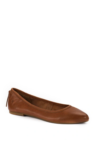 Frye Women's Dana Square Toe Ballet Flats In Cognac Smooth Leather
