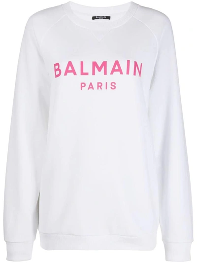 Balmain Sweatshirts In Blanc/rose