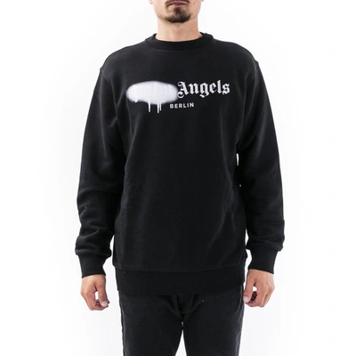 Palm Angels Sweaters In Black - Light Blue
