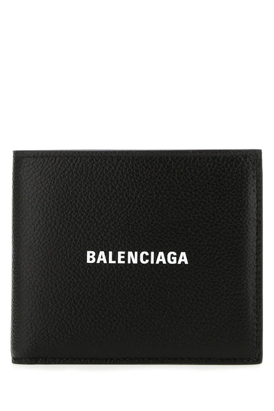 Balenciaga Black Leather Wallet Nd  Uomo Tu