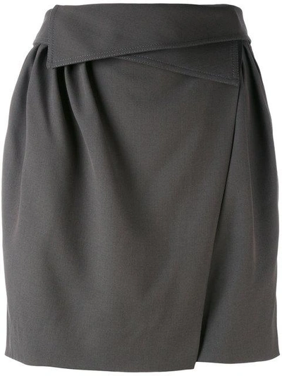 Nina Ricci Twill Foldover Miniskirt In Gray