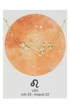 Sterling Forever Women's When Stars Align Constellation Necklace In 14k Gold Plate In Leo
