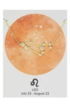 Sterling Forever Women's When Stars Align Constellation Necklace In 14k Gold Plate In Gold - Leo