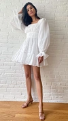 Aje Impression Ruffled Balloon-sleeve Dress In Ivory