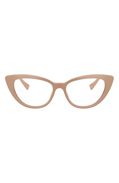 Versace 54mm Cat Eye Optical Glasses In Beige