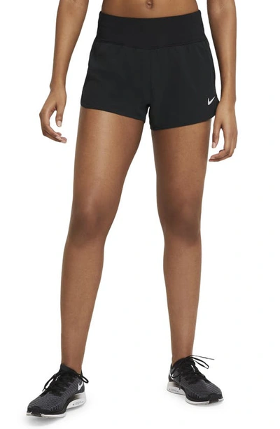 Nike Eclipse High Waist Running Shorts In Black/reflective Silver