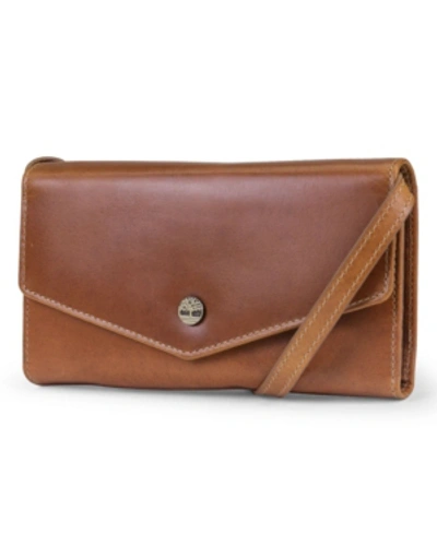 Timberland Envelope Clutch With Removable Crossbody Strap In Cognac