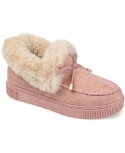 Journee Collection Midnight Faux Fur Lined Slipper In Blush