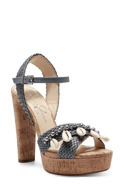 Jessica Simpson Women's Ivriele Embellished Platform Sandals Women's Shoes In Ash Blue