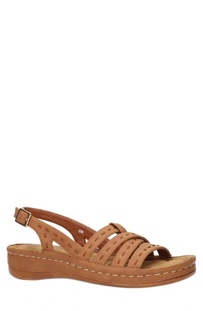 Easy Street Kehlani Womens Faux Leather Open Toe Wedge Sandals In Tan