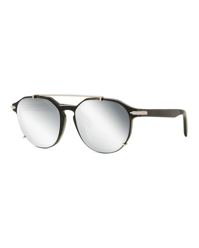 Dior Men's Blacksuit Round Brow-bar Sunglasses In Gradient Grey