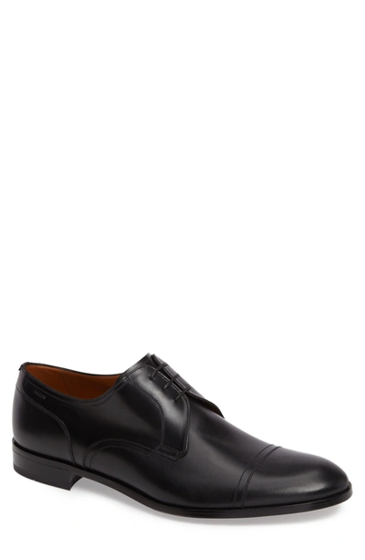 Bally Black Brustel Cap Toe Leather Lace-up Derby In 0100 Black