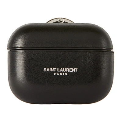 Saint Laurent Black Leather Airpods Pro Case In 1080 Blkmat